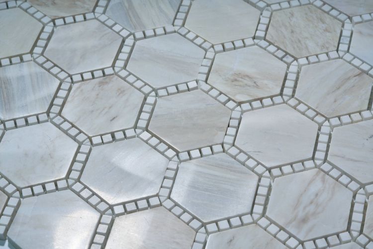 Hexagon Deco Wooden White Honed 10.75 x 12.5